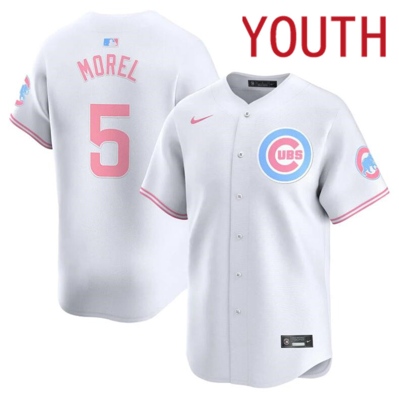Youth  Chicago Cubs #5 Morel white 2024 Nike MLB jersey->youth nfl jersey->Youth Jersey